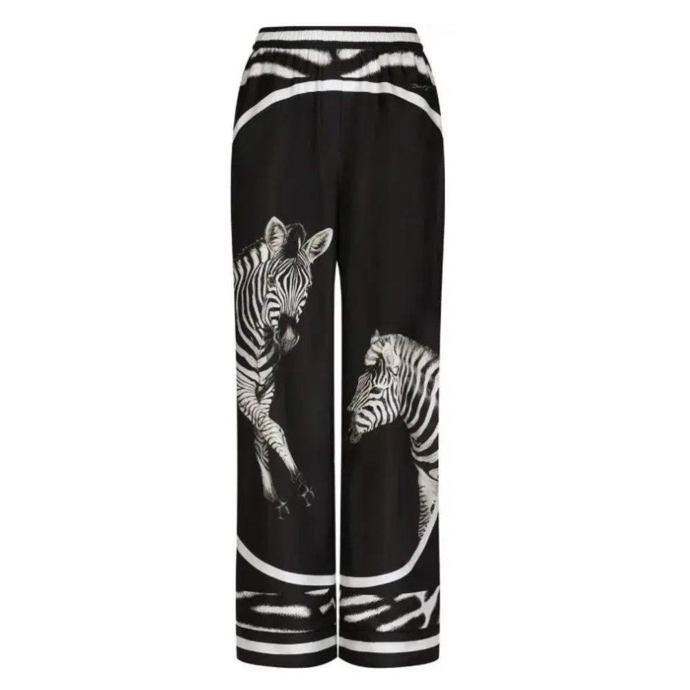 Dolce & Gabbana Black and White Silk pants